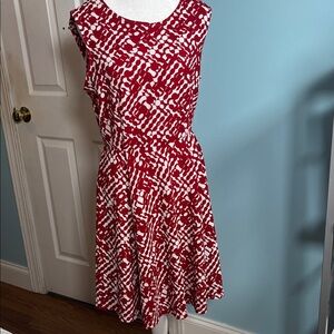 VASNA Designer Red and White Patterned Dress Business Casual Size XL Pristine‎
